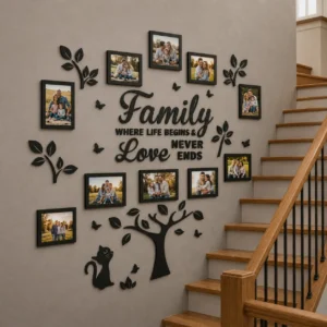 Árbol familiar decorativo con portafotos para pared