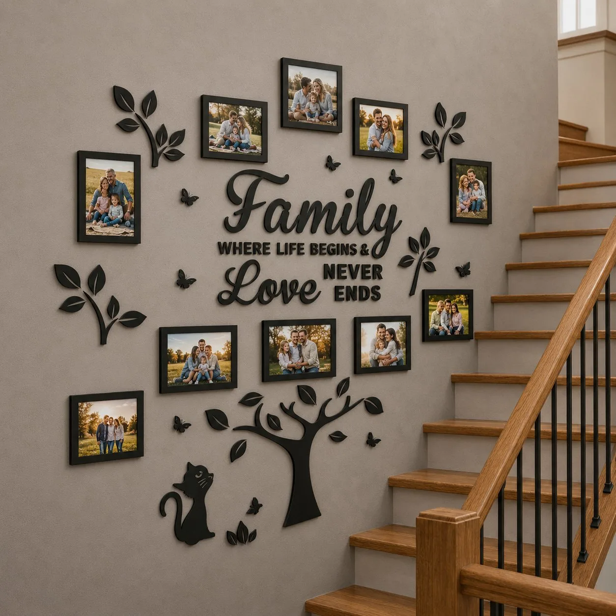 Árbol familiar decorativo con portafotos para pared