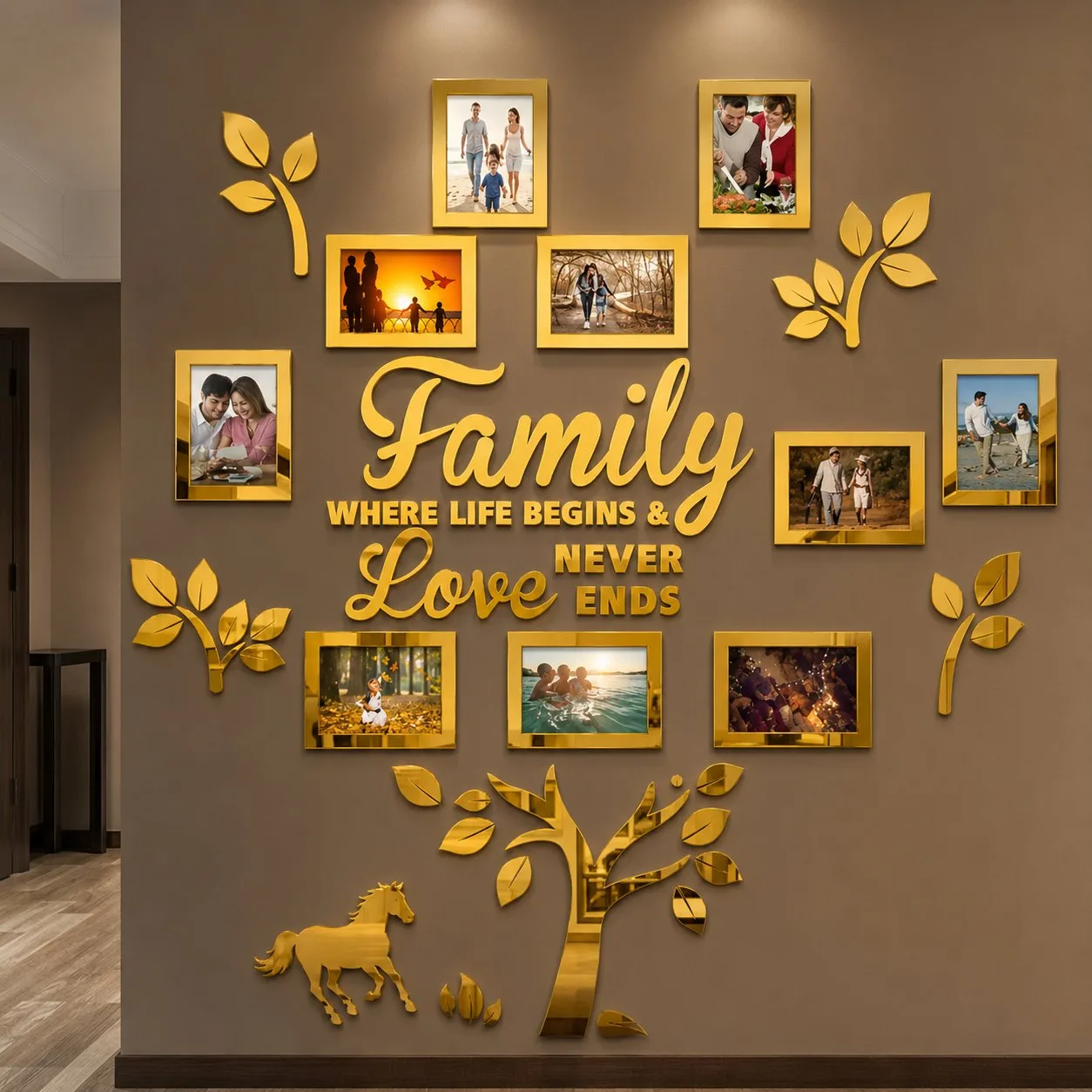 Árbol familiar decorativo con portafotos para pared - Imagen 2