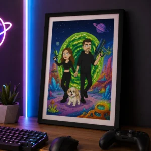 Cuadro personalizado con IA estilo caricatura multiverso