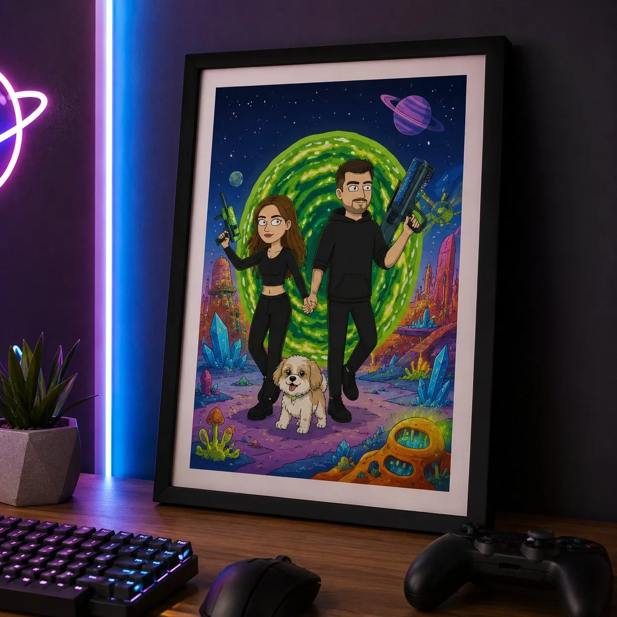Cuadro personalizado con IA estilo caricatura multiverso