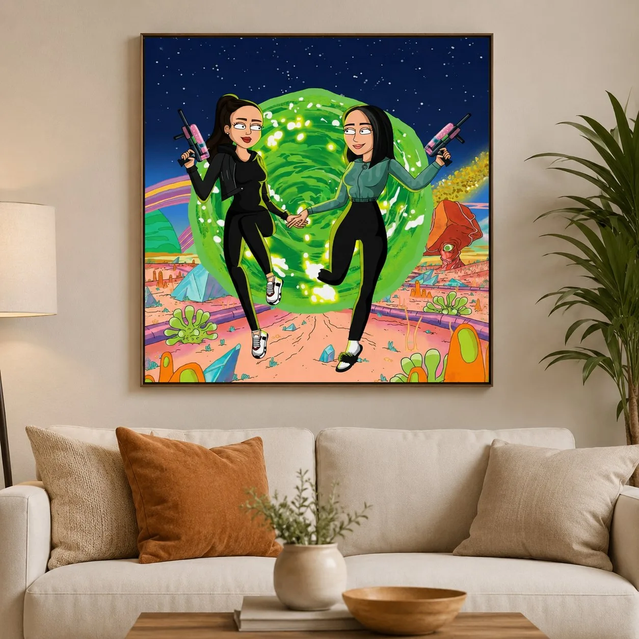 Cuadro personalizado con IA estilo caricatura multiverso - Imagen 4