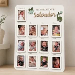 Portafotos Primer Año de Bebé con Nombre Personalizado